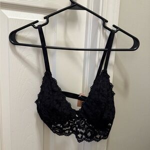 Black Lace Triangle Bralette with Adjustable Straps